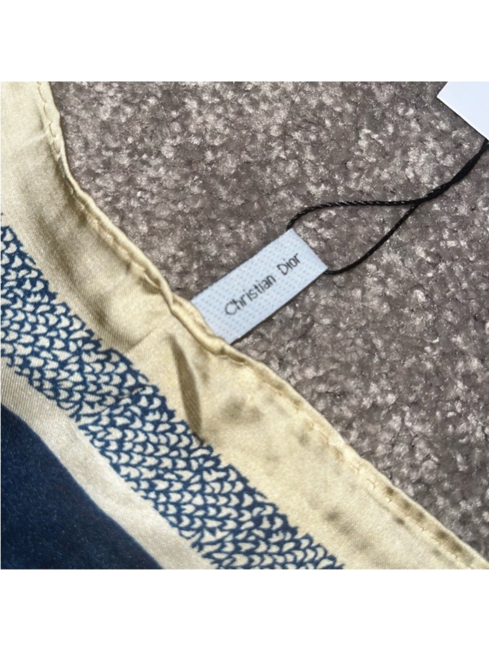 Dior Navy and Cream Logo Silk Scarf - Picture 5 of 6